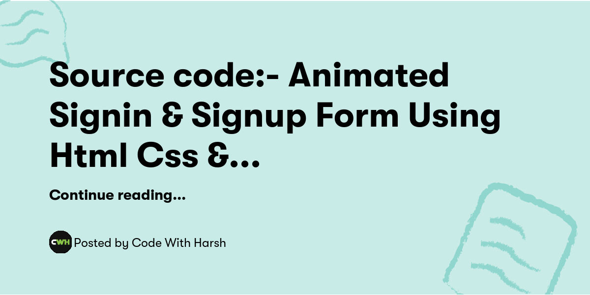 Source code:- Animated Signin & Signup Form Using Html Css & Javascript ...