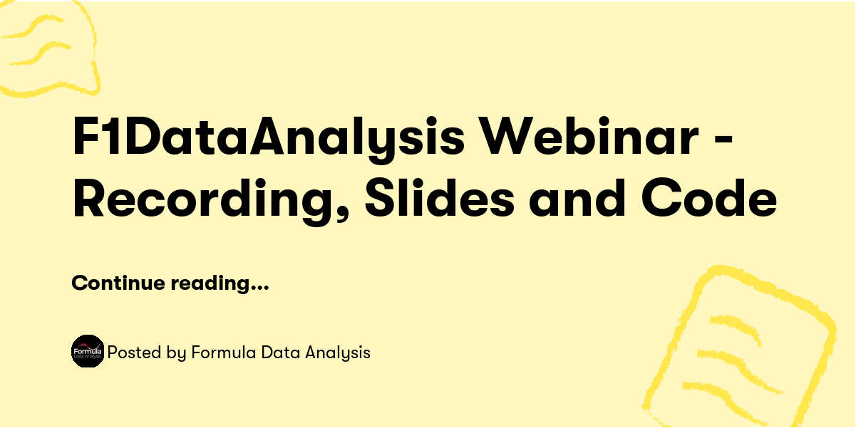 F1DataAnalysis Webinar - Recording, Slides and Code — Formula Data ...
