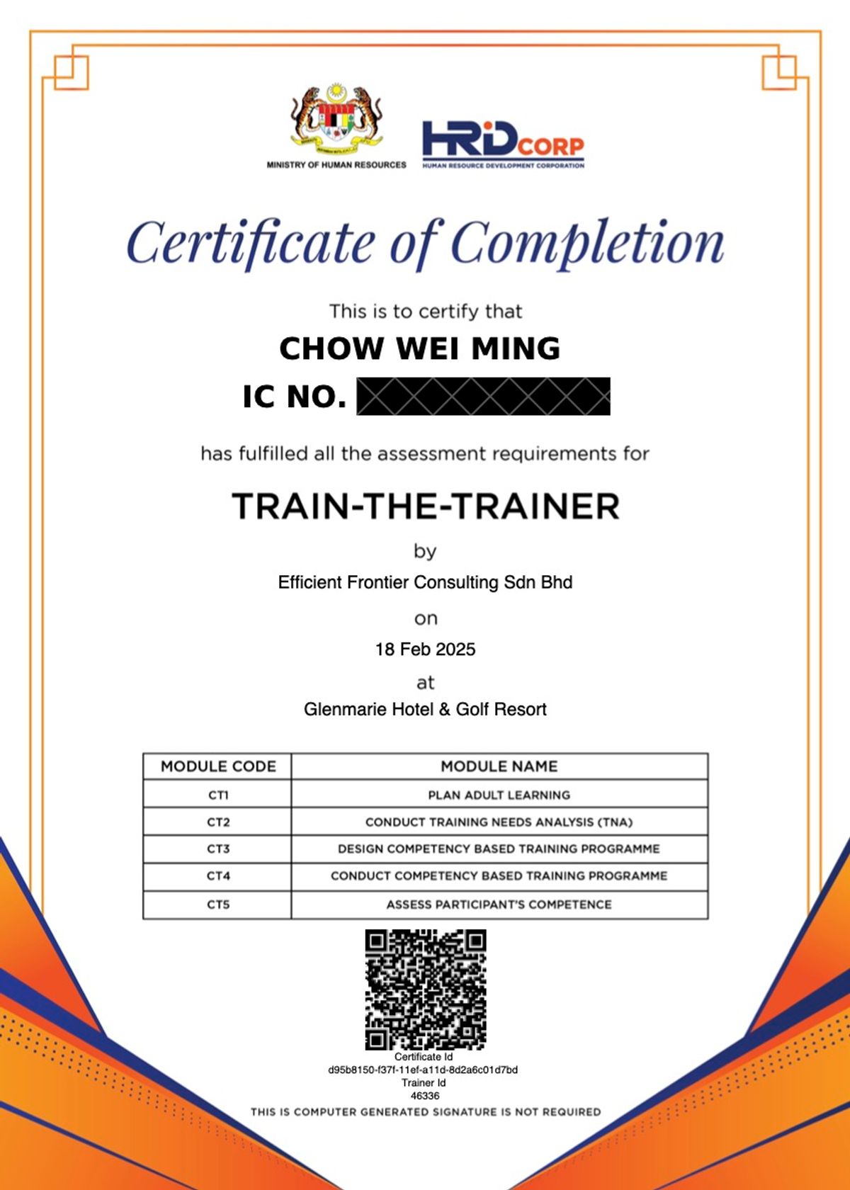Finally Hrd Corp Certified As A Trainer Chow Wei Ming Buymeacoffee