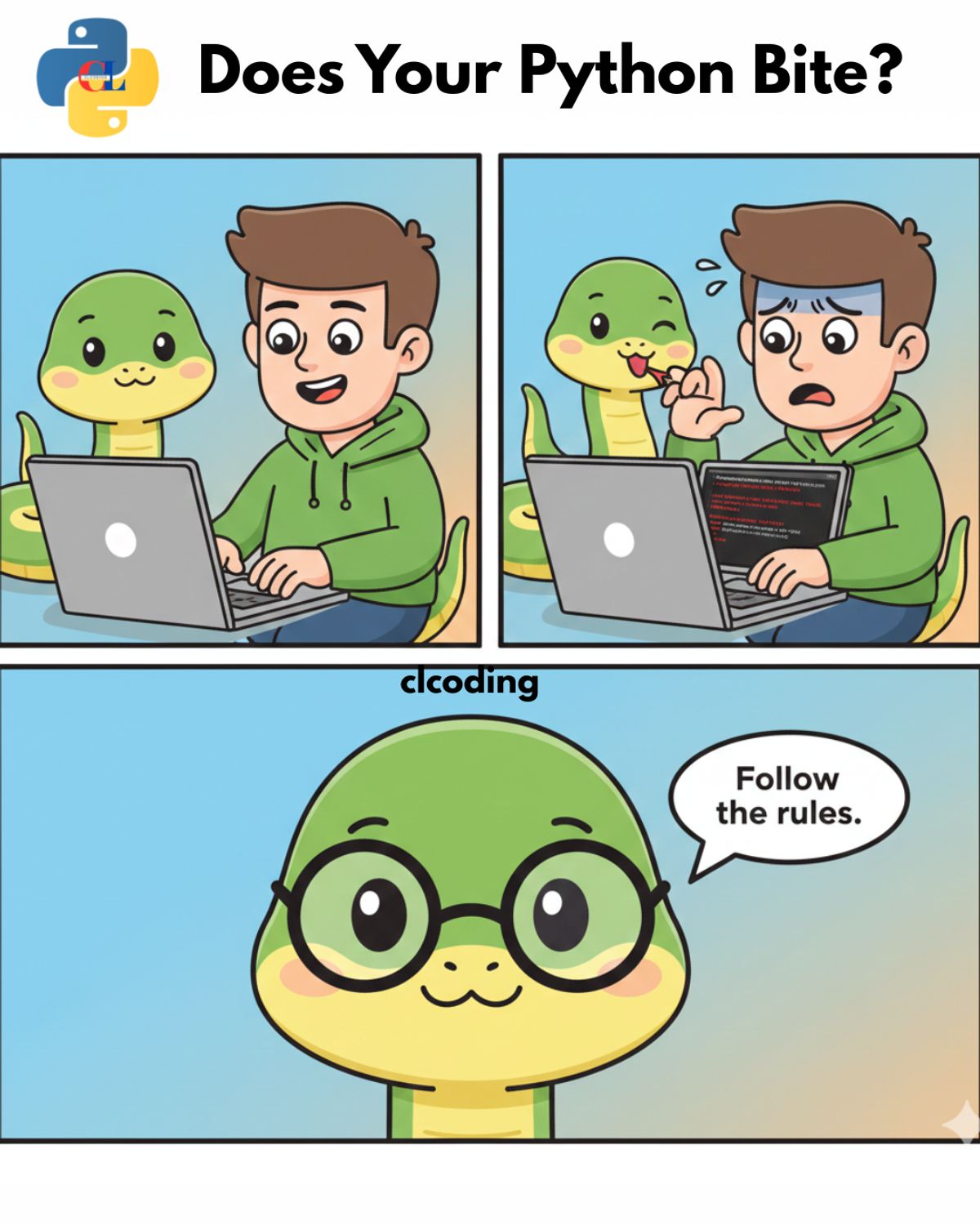 Does Your Python Bite? — Python Coding (CLCODING) - Buymeacoffee