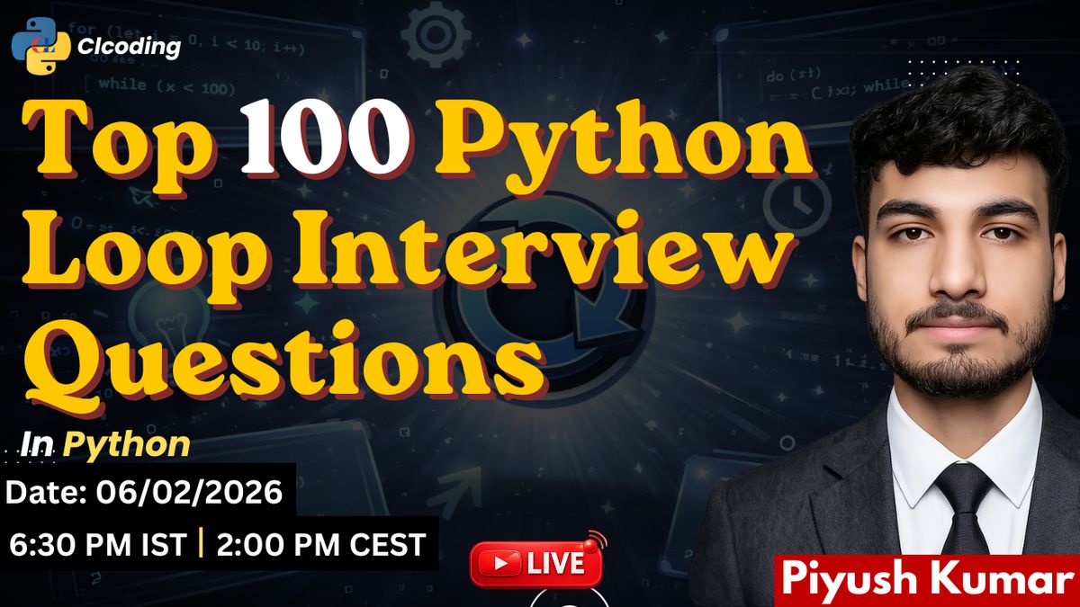 Top 100 Python Loop Interview Questions — Python Coding (CLCODING ...