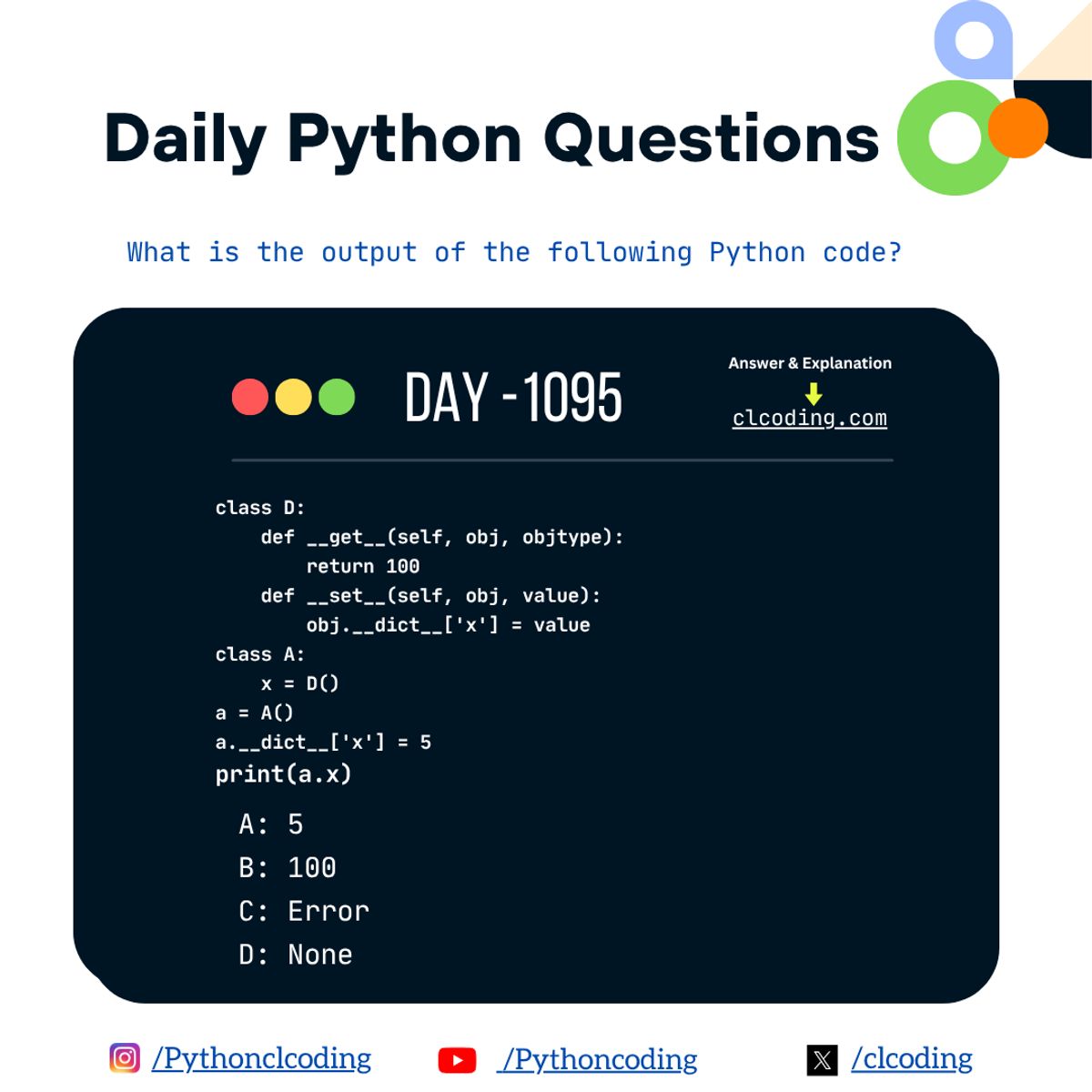Python Coding challenge - Day 1095| What is the output of the following ...