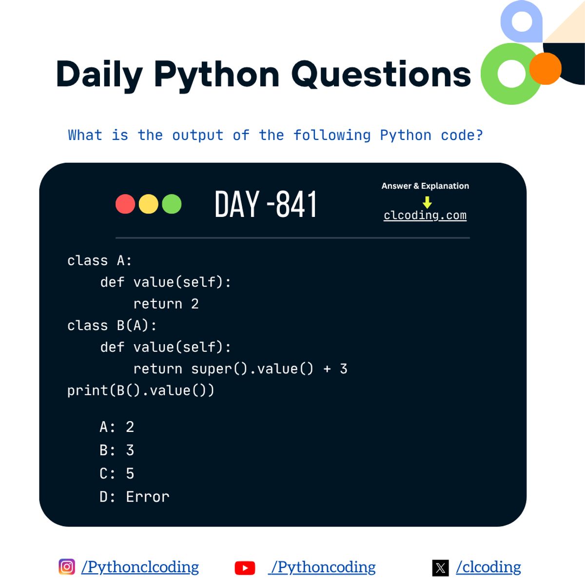 Python Coding challenge - Day 841| What is the output of the following ...