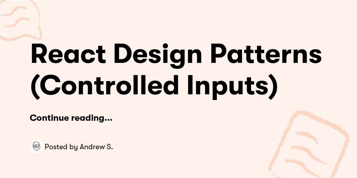 React Design Patterns Controlled Inputs Andrew S Buymeacoffee