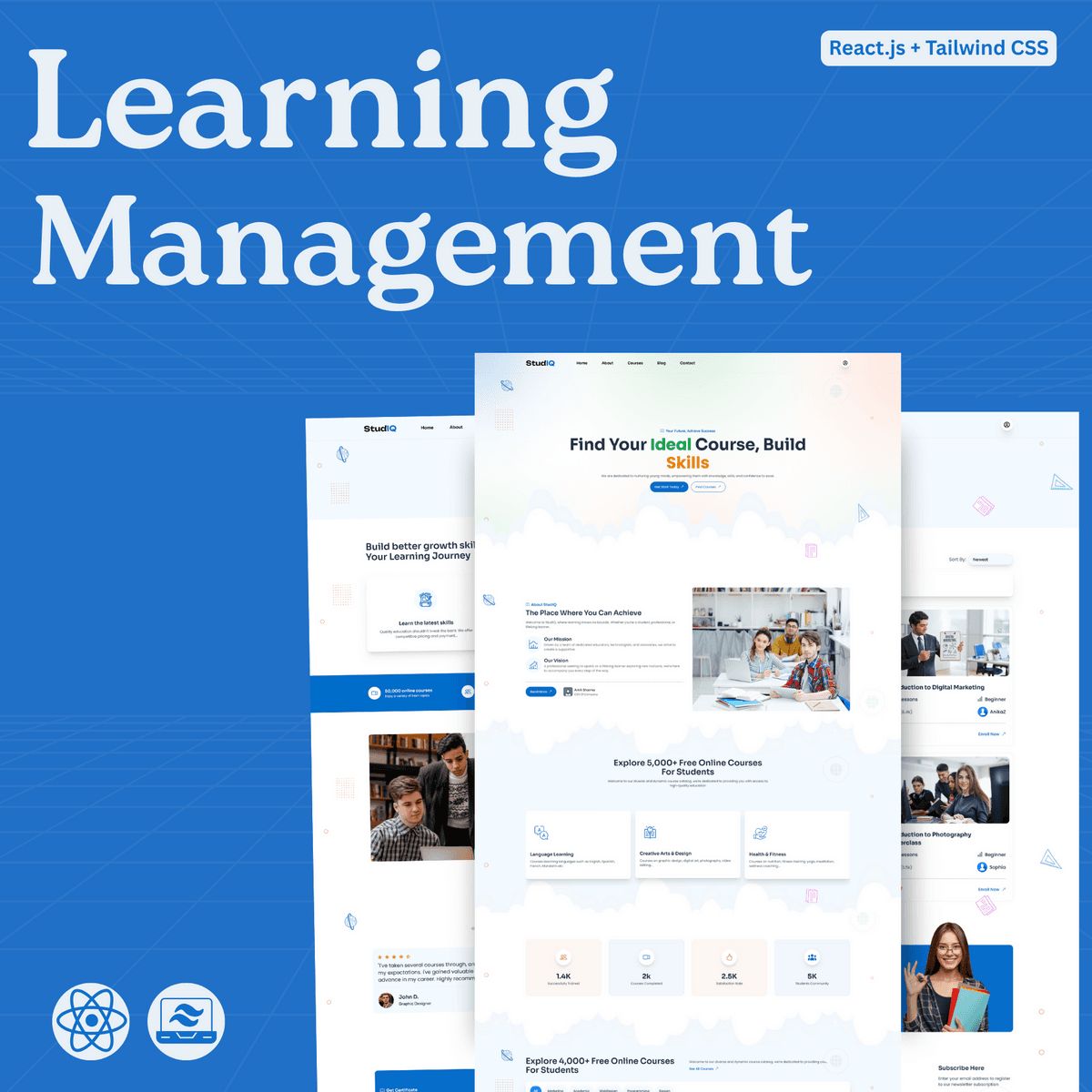 React JS Education Template – Tailwind CSS Learning Management UI ...