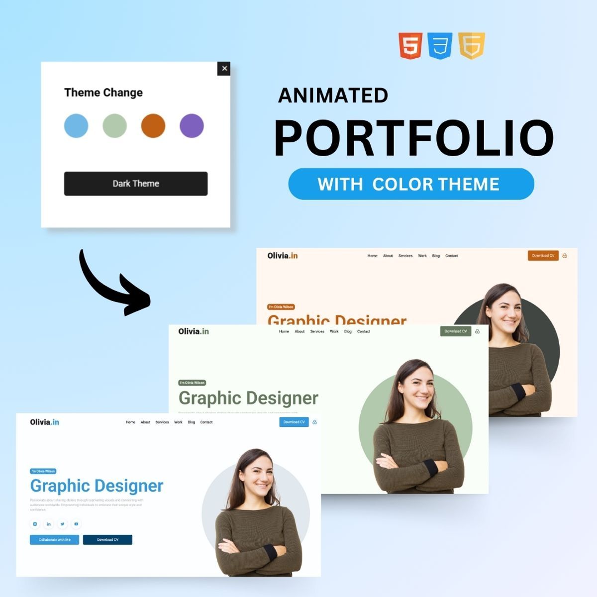 Modern Portfolio Template | Responsive HTML CSS JS with Multiple Color ...