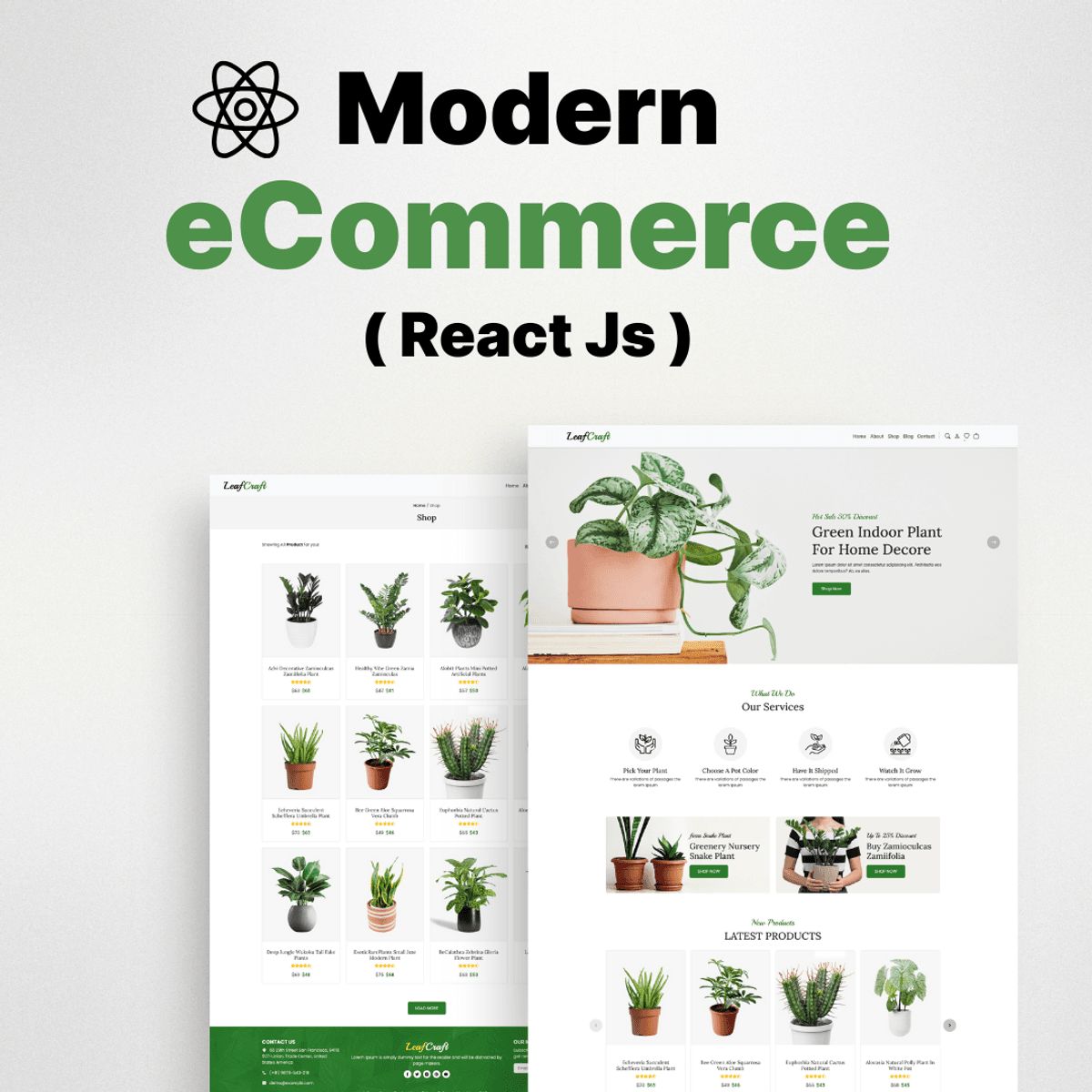 React JS eCommerce Website Template with Bootstrap 5 (Plants Store ...