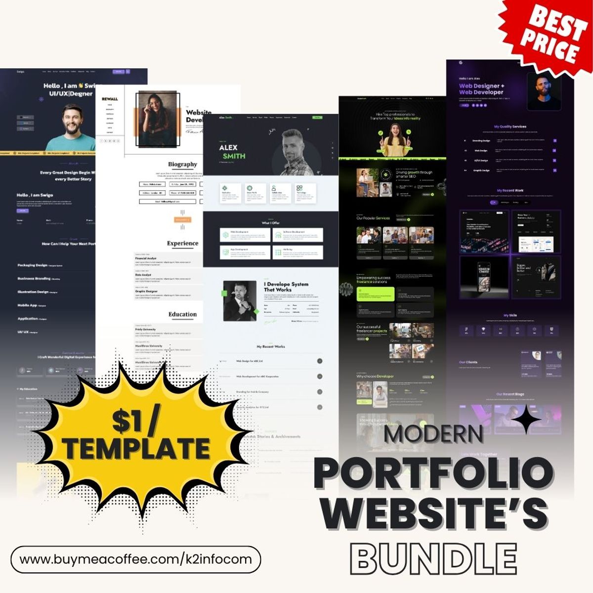 React Js Portfolio Websites Bundle [ 2025 ] — K2infocom - Buymeacoffee