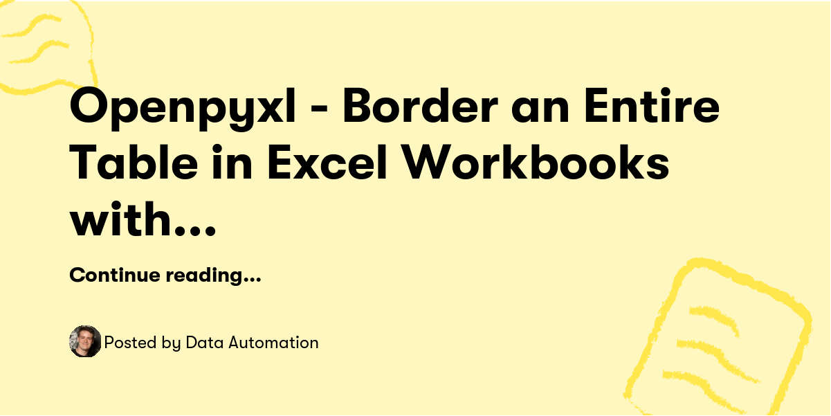Openpyxl - Border an Entire Table in Excel Workbooks with Python — Data ...