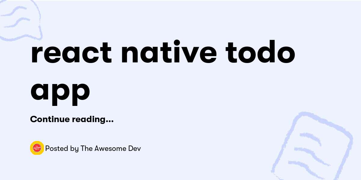 react native todo app — The Awesome Dev - Buymeacoffee