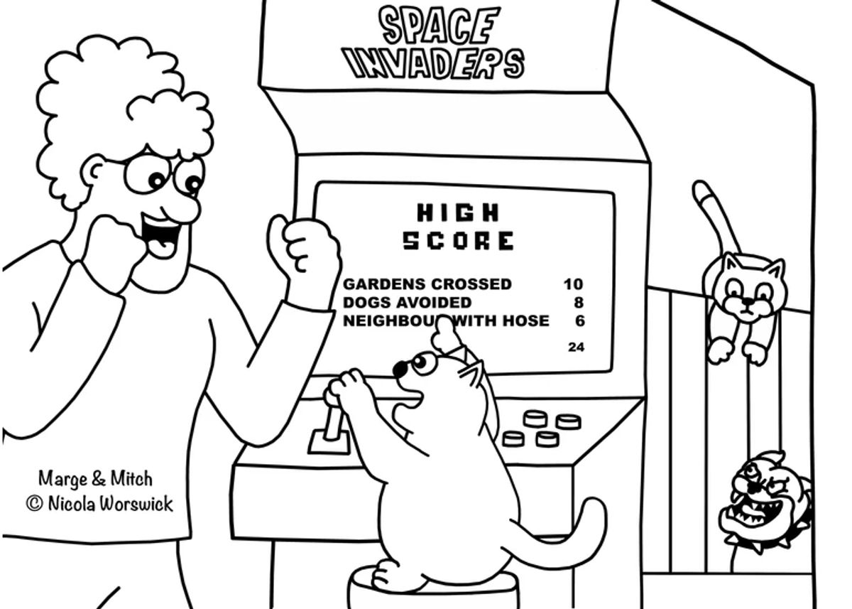 Space Invaders - Marge and Mitch - Colouring Sheet — Nicola Worswick ...