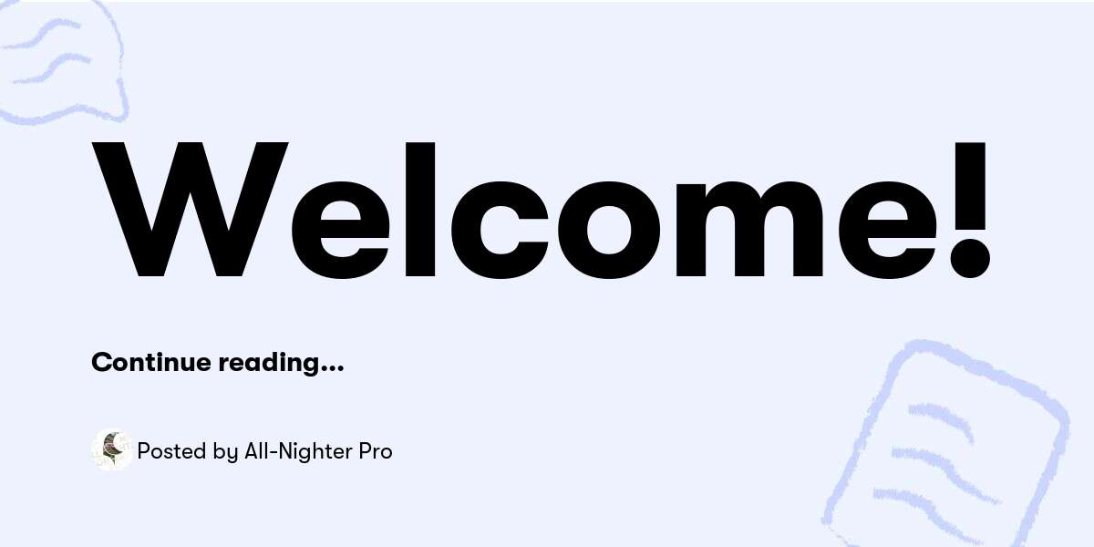 Welcome Pro Welcome! — All-Nighter Pro - Buymeacoffee