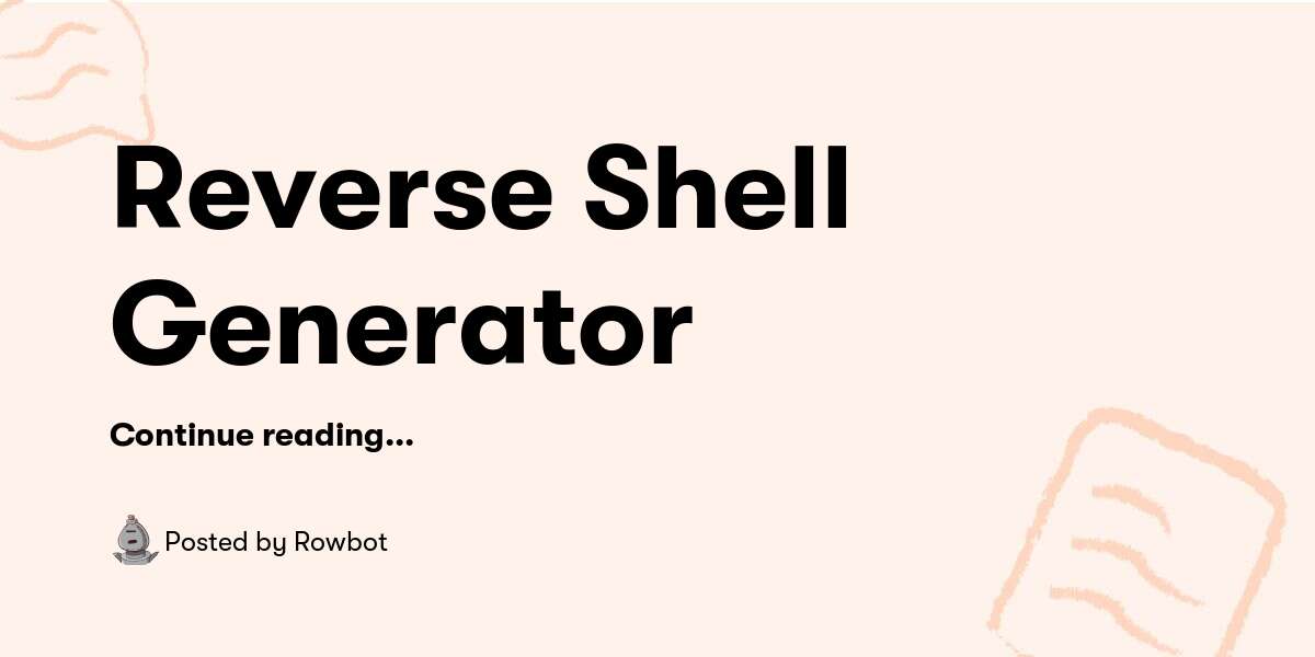 Reverse Shell Generator — Rowbot - Buymeacoffee