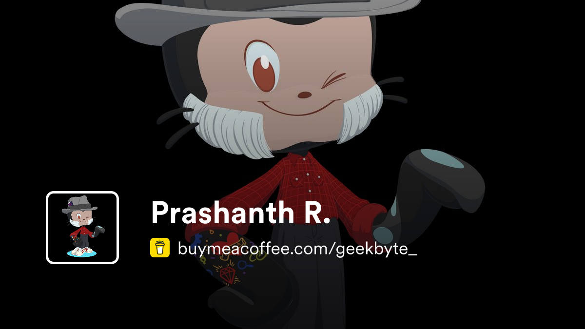 Prashanth R Prashanth R. is a technologist / creator - Buymeacoffee