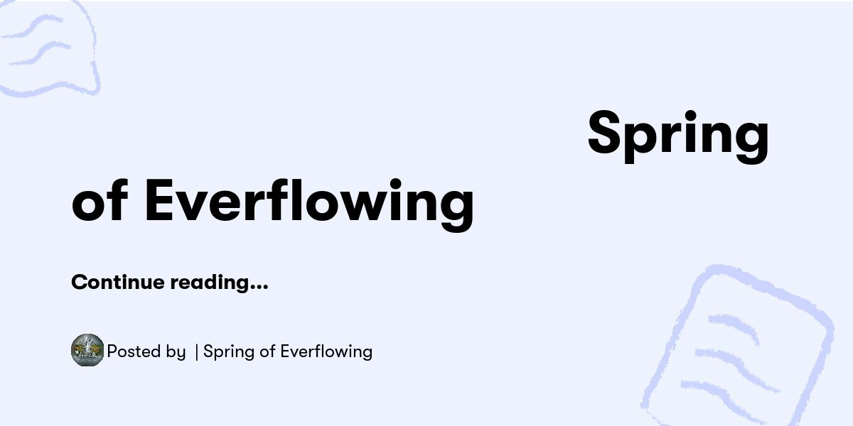 謝謝你支持《山谷之泉|Spring of Everflowing》 — 山谷之泉 | Spring of Everflowing ...