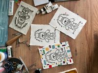 Give yourself a try therapy bear inspired tattoo design lino cut art print