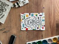 Give yourself a try therapy bear inspired tattoo design lino cut art print