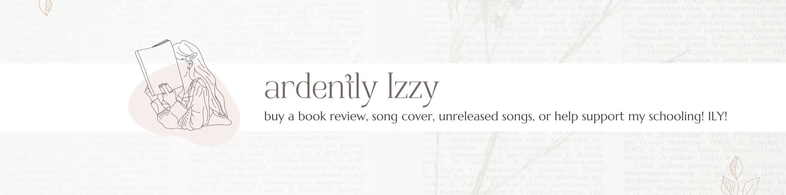 Ardently Izzy is Music, Book Reviews, and more! - Buymeacoffee