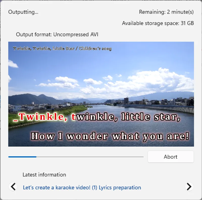 Let’s create a karaoke video! (5) Video output