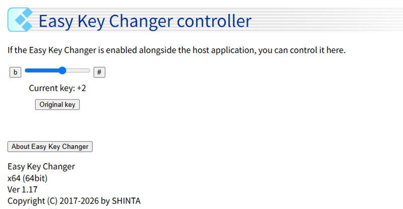 Pitch-shifting tool “Easy Key Changer” Ver 1.17G