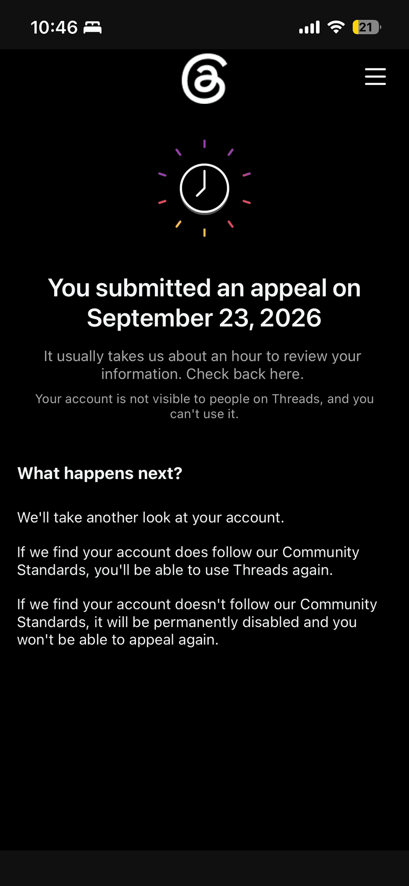 Banned from Threads
