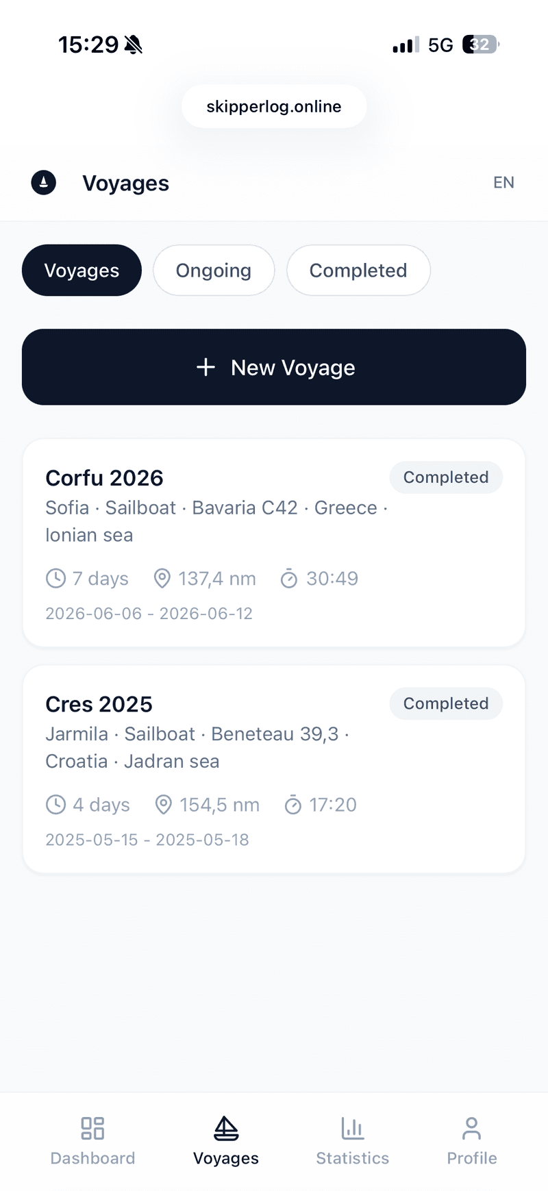Welcome to SkipperLog.