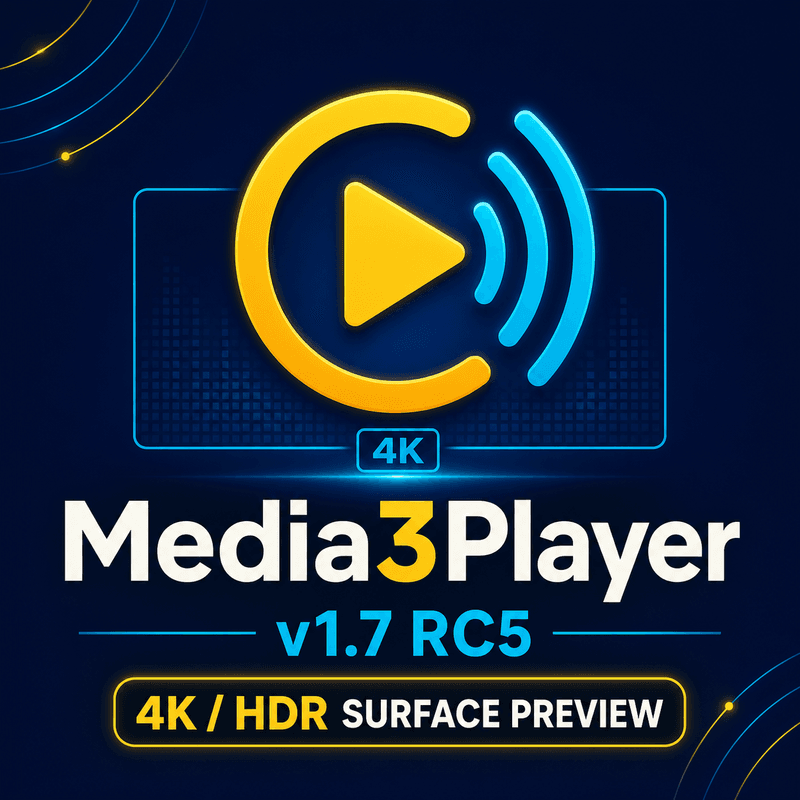 Media3Player v1.7 RC5 — Free 4K/HDR Surface Preview