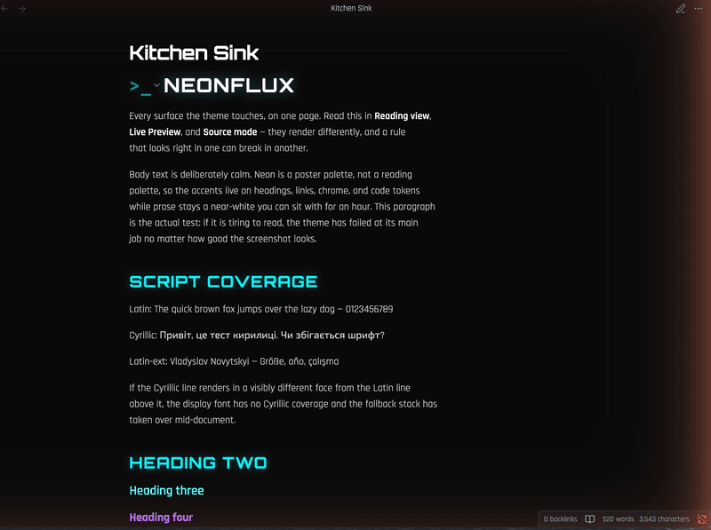 Meet Neonflux — my new Obsidian theme ⚡