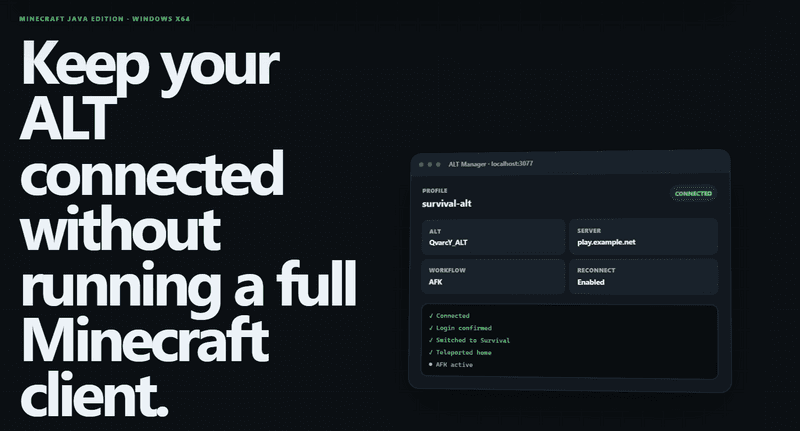 I Built a Minecraft ALT Manager — So You Don't Need to Keep a Full Minecraft Client Runnin