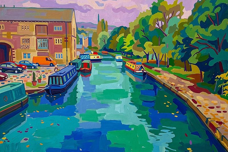 Sowerby Bridge Canal Basin Reimagined in Matisse Style