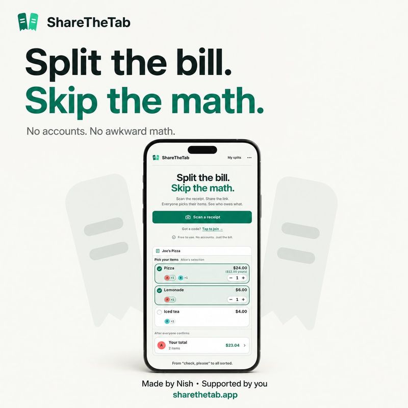 Meet ShareTheTab: split the bill, skip the math