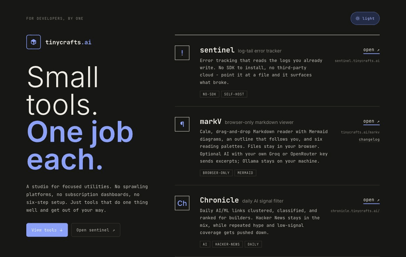 Introducing TinyCrafts: small tools, one job each