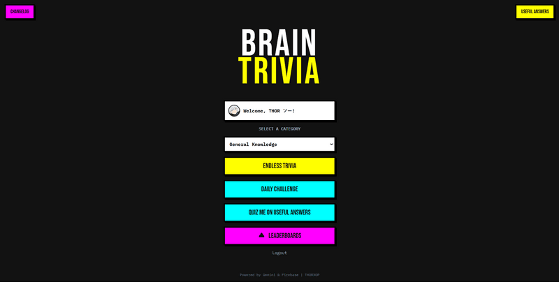 🧠 Building “Brain Trivia” – A slick daily trivia site built with Vite + Tailwind CSS!