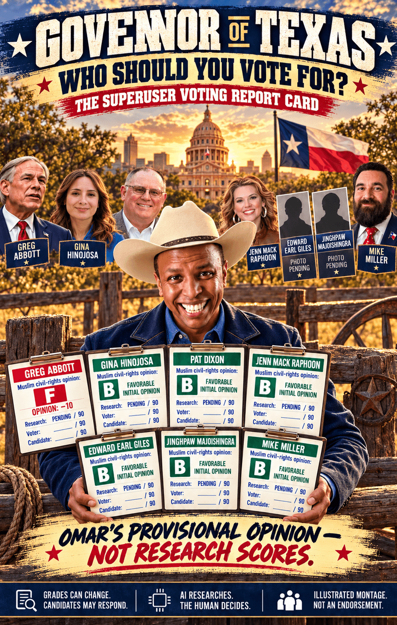 TEXAS BALLOT ELECTIONS, GOVERNOR’S CANDIDATE REPORT CARD, AND DECISION-MAKING FOR MUSLIMS