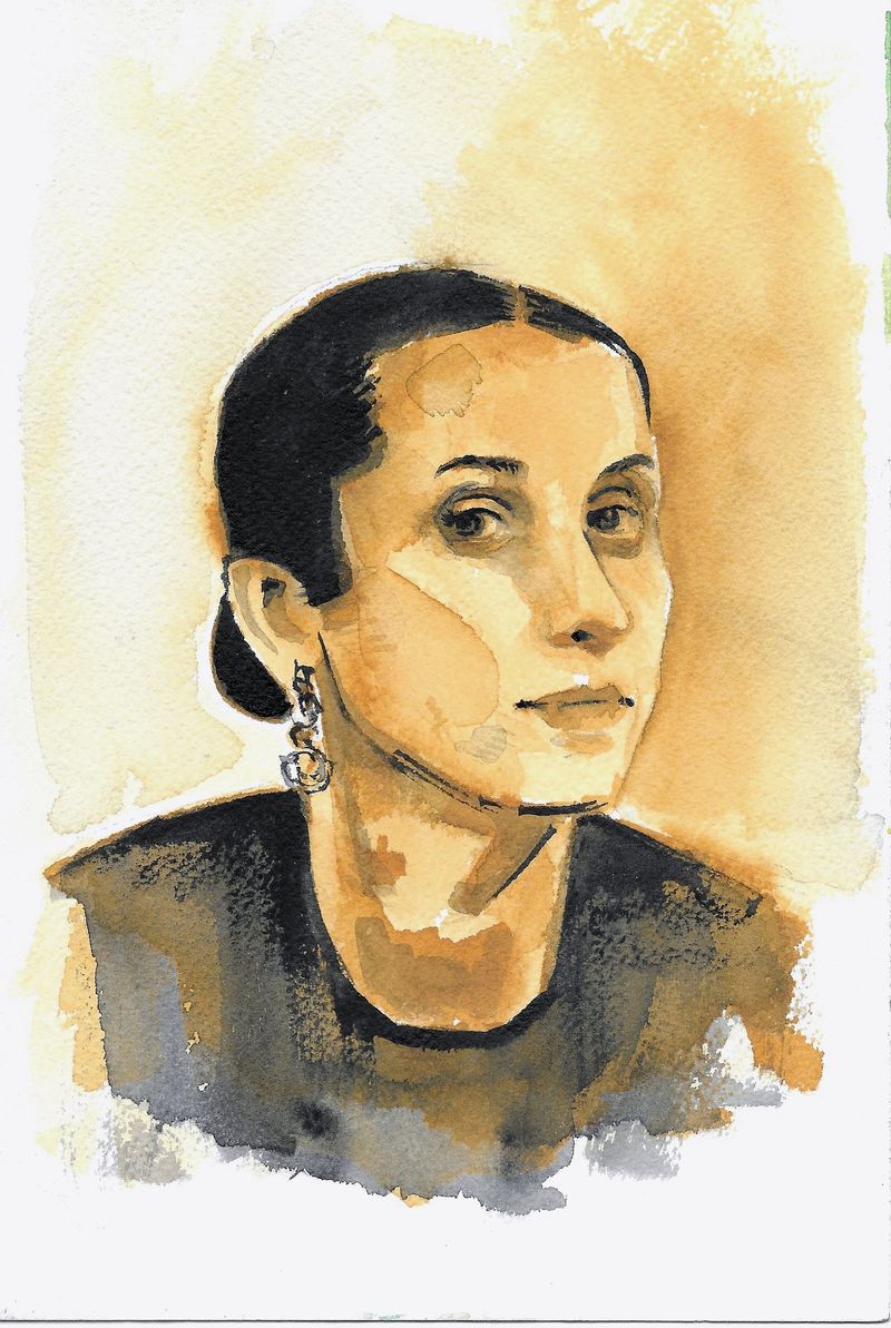 Monochromatic watercolor portraits