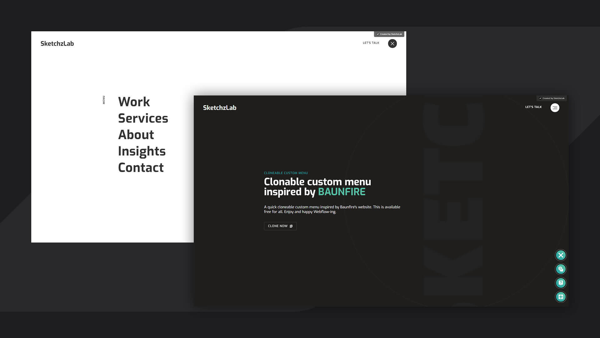 Custom Menu - Webflow Cloneable — SketchzLab - Buymeacoffee