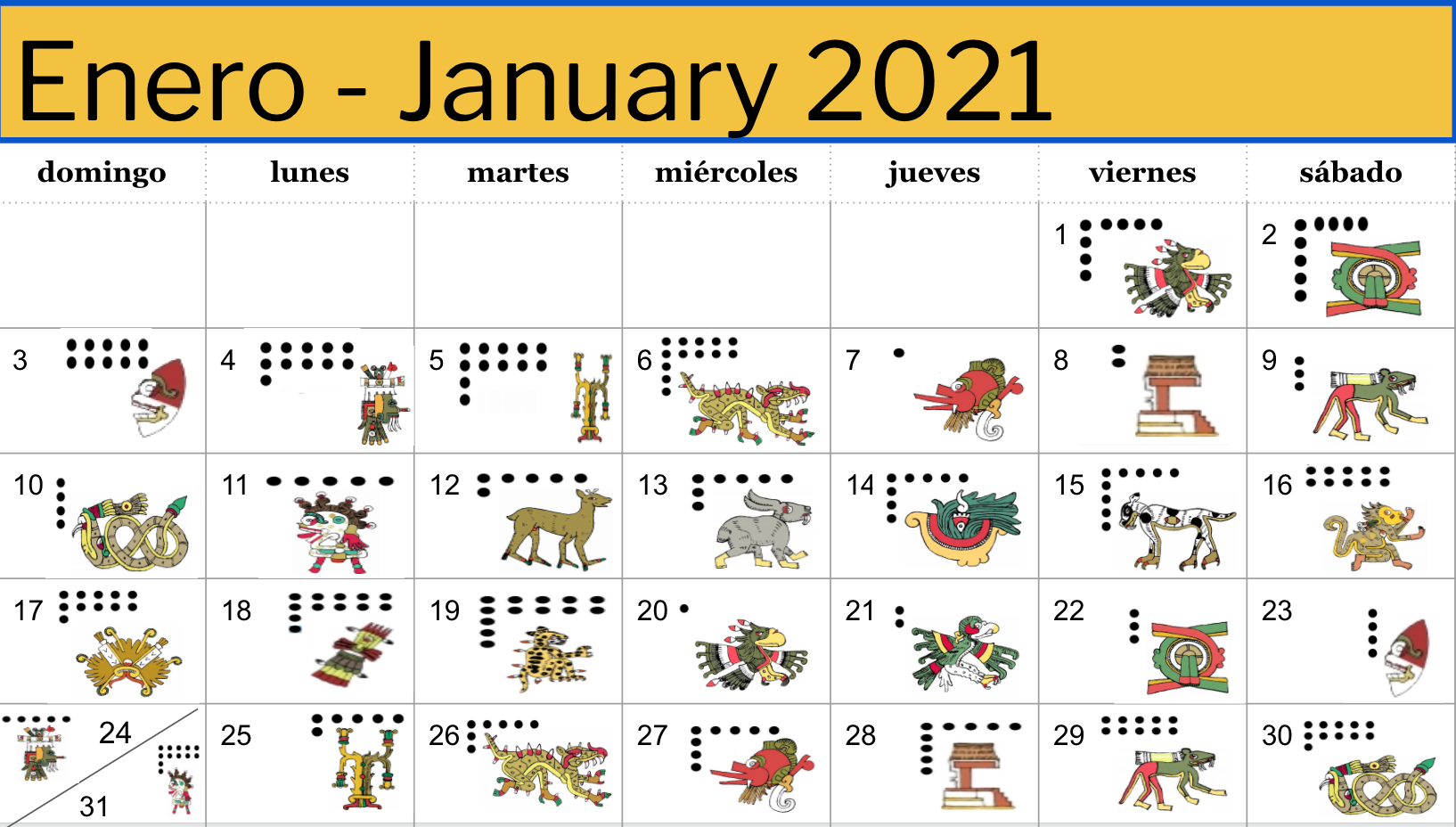 Aztec Calendar December January 2020 — DrG Spanish Teacher