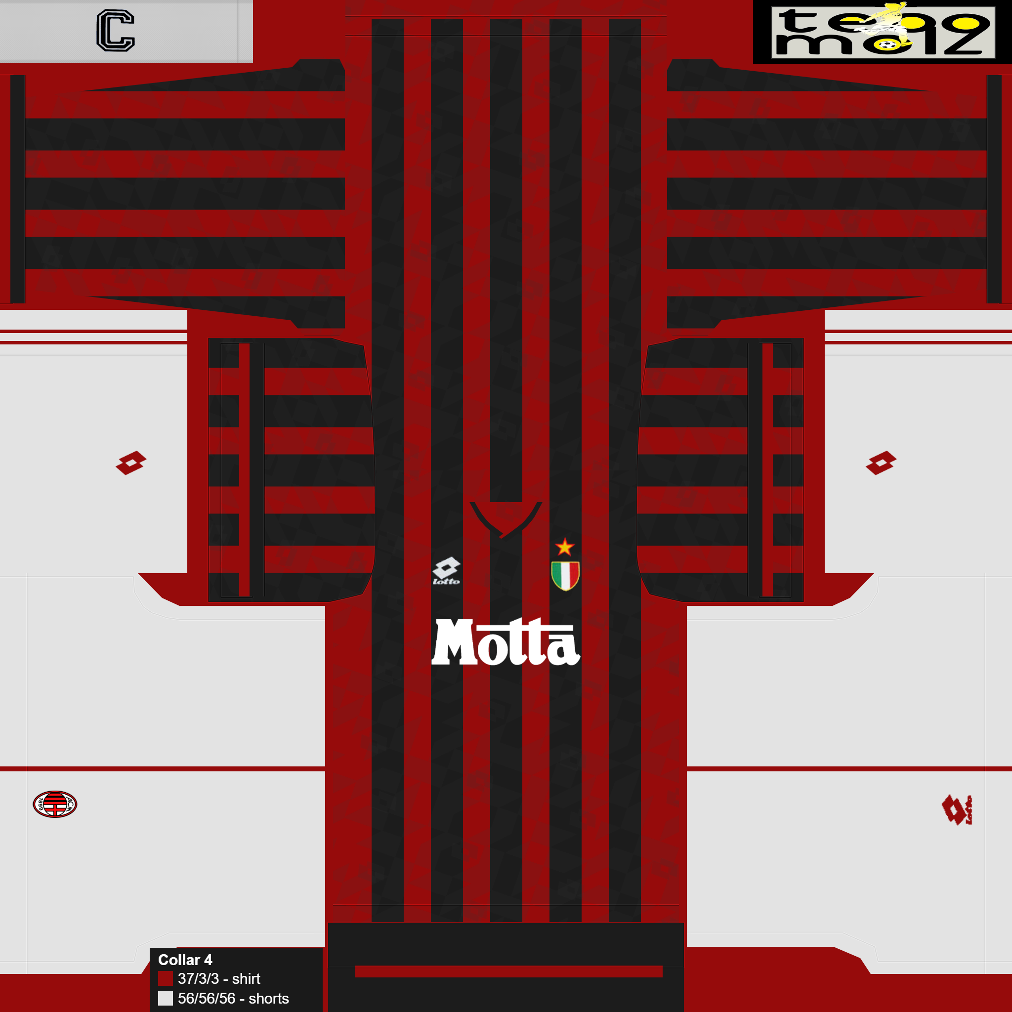 AC Milan 1993/94 Home Kit (two options) — Teomol92