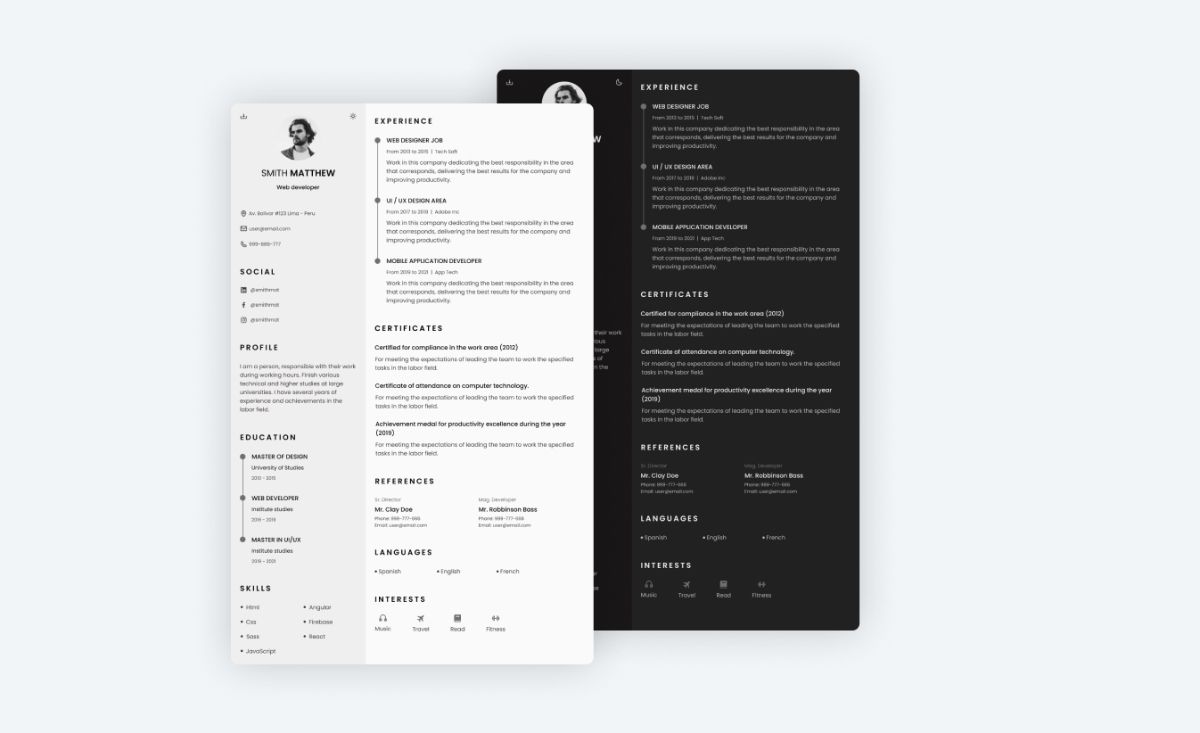 Responsive Resume Cv Website Smith