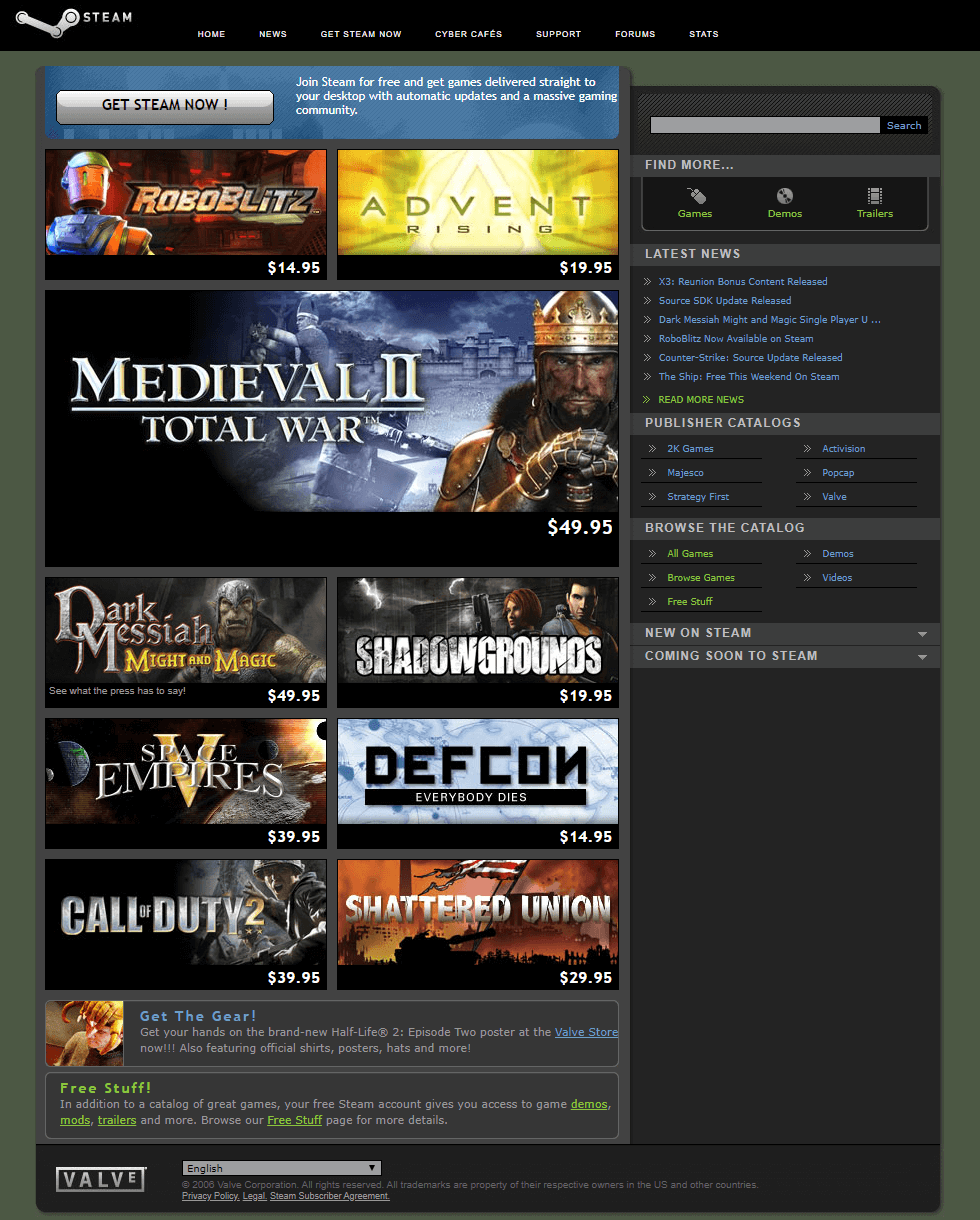 Steam website evolution 2002–2020 — Web Design Museum
