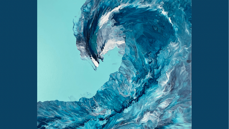 Beautiful Ocean Wave Pour - Dutch Pour, & Swipe Technique Acrylic Pour