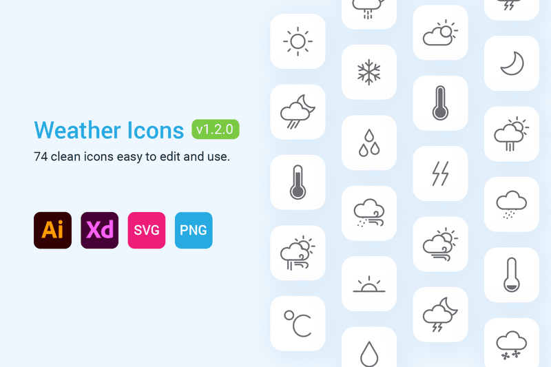 74 Weather Icons free download for designers