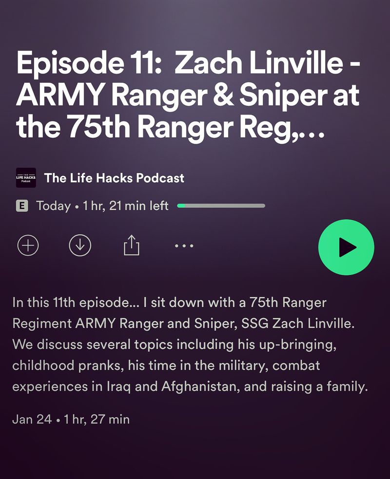 Latest Episode with ARMY Ranger, Zach Linville!
