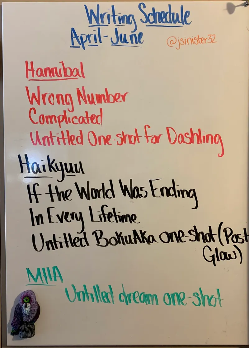 Updated Writing Schedule Through June