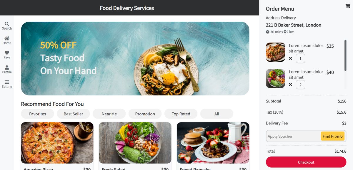 Responsive Food Delivery Services Dashboard (Full Source Code ...