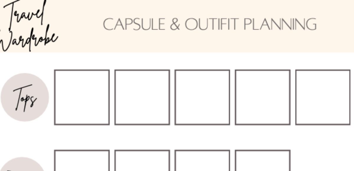 Travel Wardrobe Packing & Planning. Worksheet