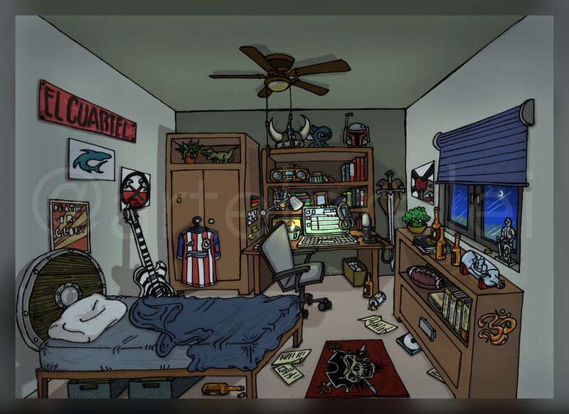 Habitación de El Cuartel Podcast festivo