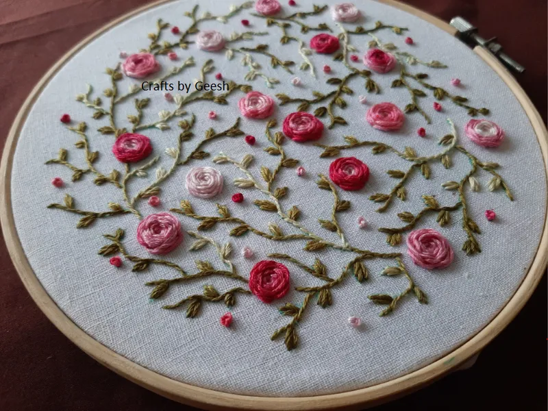 Beautiful Rose Vine Hand embroidery PDF pattern — Crafts by Geesh