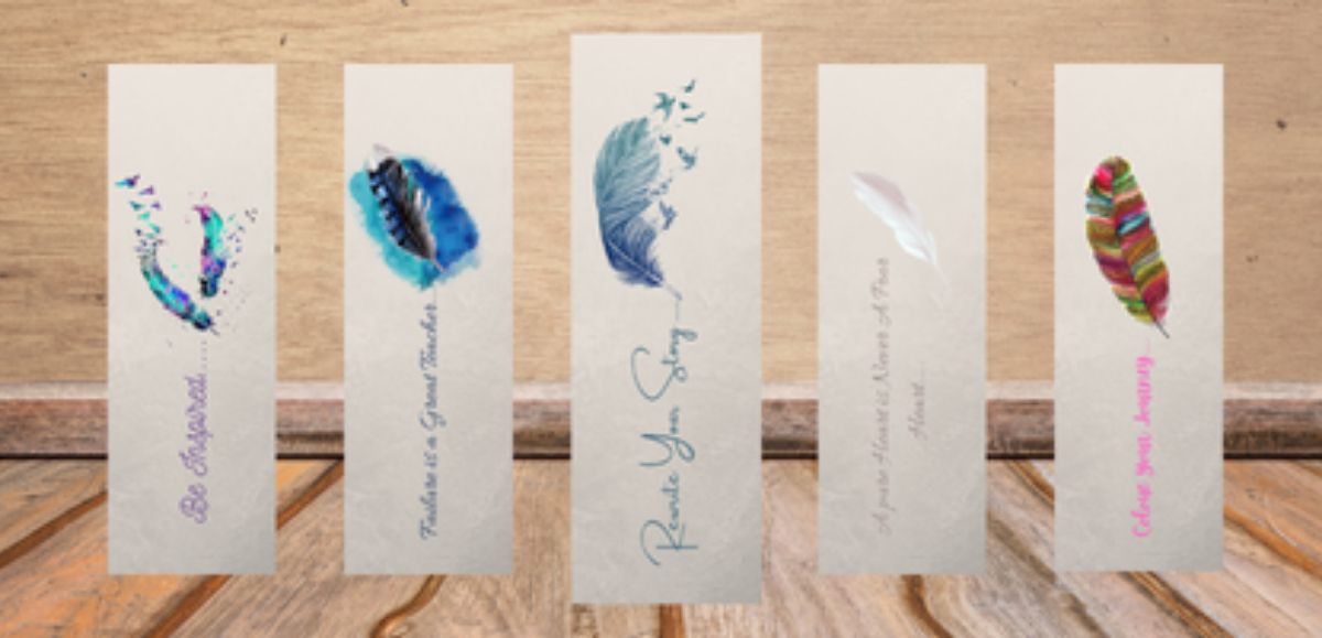 5 Inspirational Feather Bookmark Canva Template