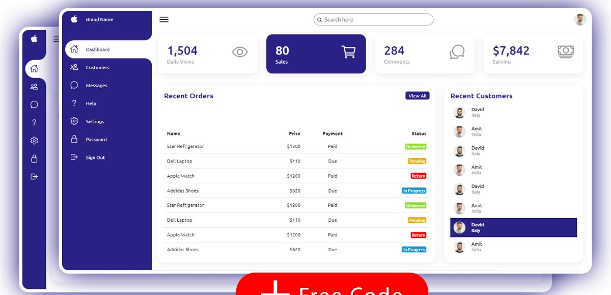 Complete Responsive Admin Dashboard - HTML, CSS and JavaScript ...